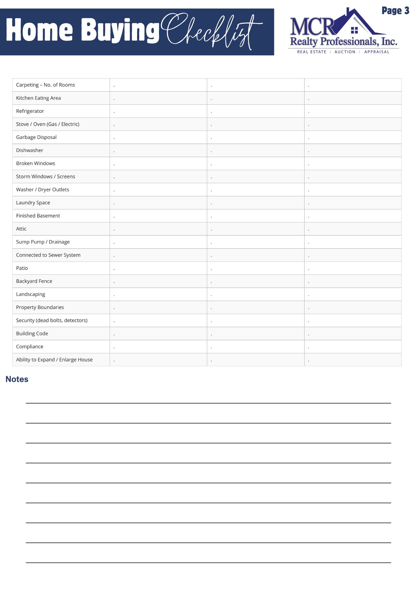 Home Buyer Checklist Page 3